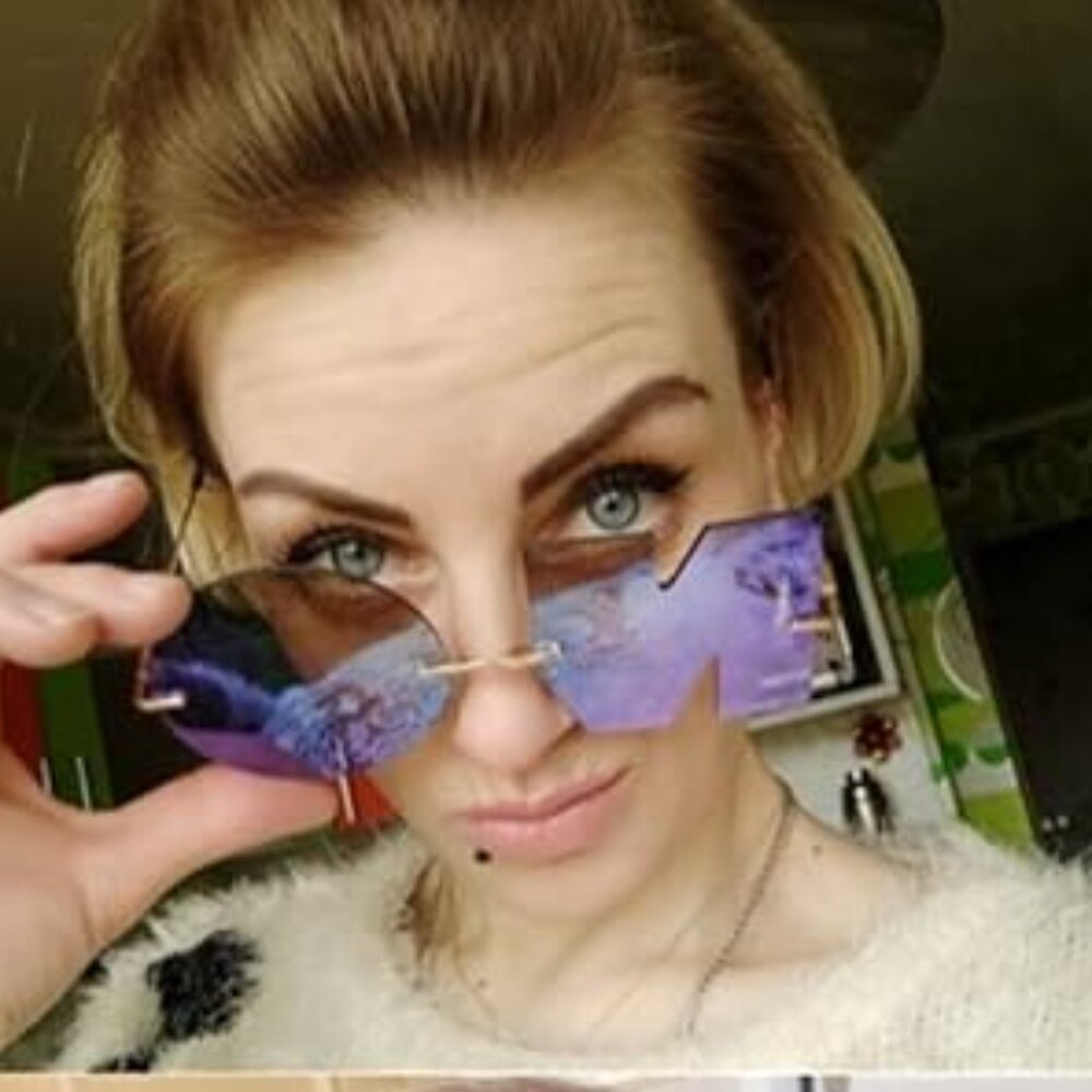 Letter NO Party Rimless Design Sunglasses